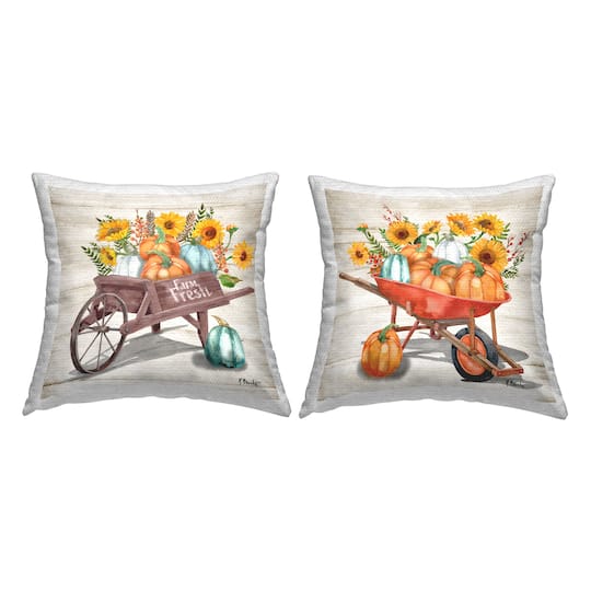 Stupell Industries Fall Harvest Wagons Outdoor Printed Pillow